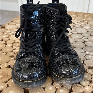 Dr. Martens Black Sparkle Lace-Up Combat Boots